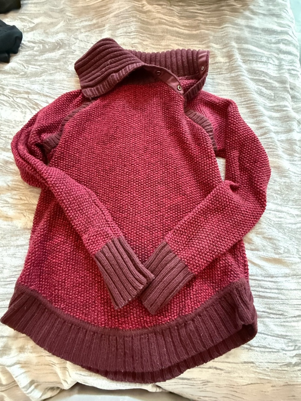 lululemon athletica Maroon Textured Cowl Neck Sweater